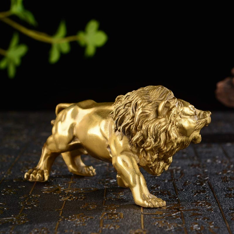 BRABUD Chinese Fengshui Handmade Brass Magical and Noble Lion Statue Attract Wealth Home Decor Housewarming Gift ï¼ˆjinshiziï¼‰ - Image 4